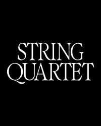 STRING QUARTET WHITE TEXT ON BLACK BACKGROUND