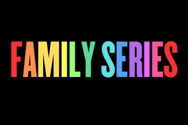 Rainbow font saying family series